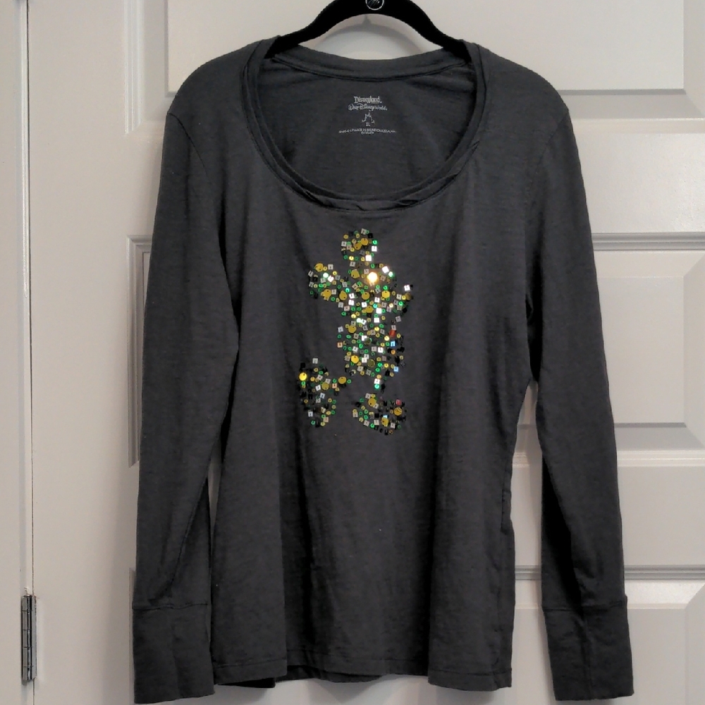 Disney Sparkly Mickey Long Sleeve Tee Women's XL
